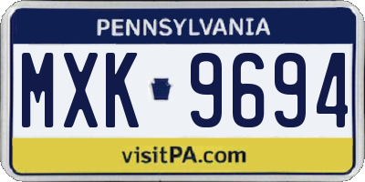 PA license plate MXK9694