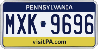 PA license plate MXK9696