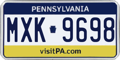 PA license plate MXK9698