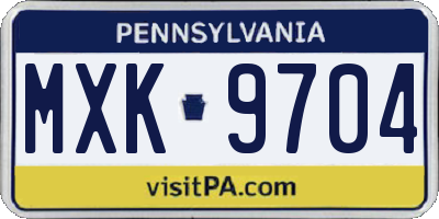 PA license plate MXK9704