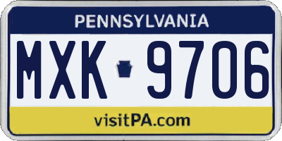 PA license plate MXK9706