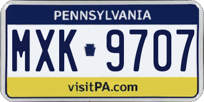 PA license plate MXK9707