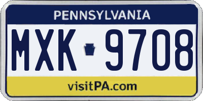 PA license plate MXK9708