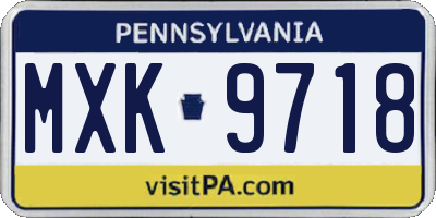 PA license plate MXK9718