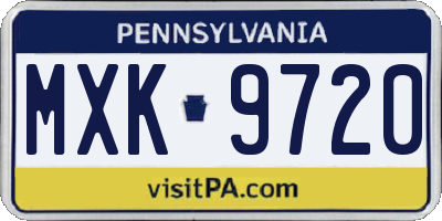 PA license plate MXK9720
