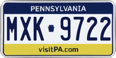 PA license plate MXK9722