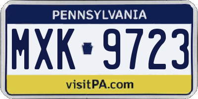PA license plate MXK9723