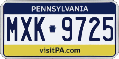 PA license plate MXK9725