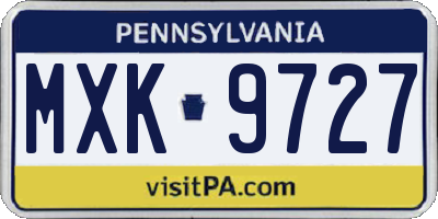 PA license plate MXK9727