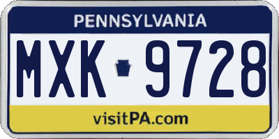 PA license plate MXK9728