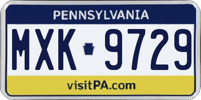 PA license plate MXK9729