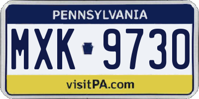 PA license plate MXK9730