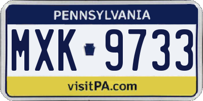 PA license plate MXK9733