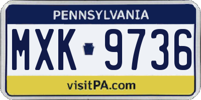 PA license plate MXK9736