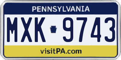 PA license plate MXK9743