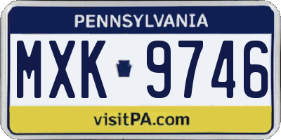 PA license plate MXK9746