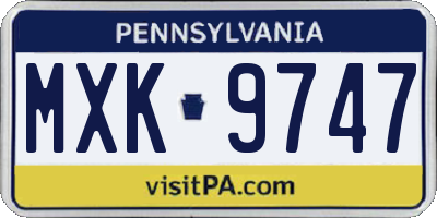PA license plate MXK9747