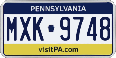 PA license plate MXK9748
