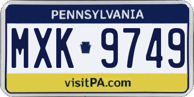 PA license plate MXK9749