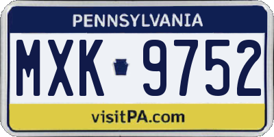 PA license plate MXK9752