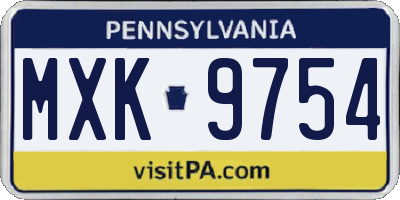 PA license plate MXK9754
