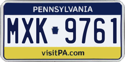 PA license plate MXK9761