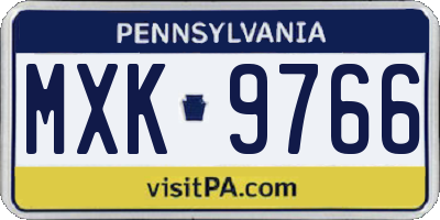 PA license plate MXK9766