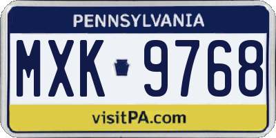 PA license plate MXK9768