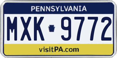 PA license plate MXK9772