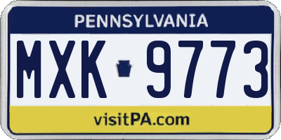 PA license plate MXK9773