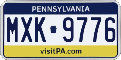 PA license plate MXK9776