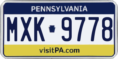 PA license plate MXK9778
