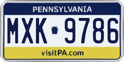 PA license plate MXK9786