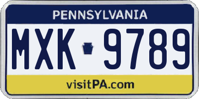 PA license plate MXK9789