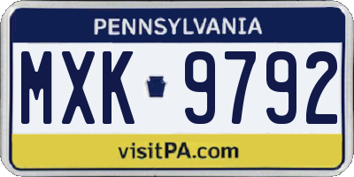 PA license plate MXK9792