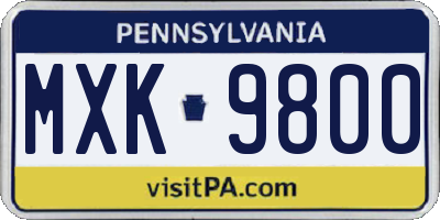 PA license plate MXK9800