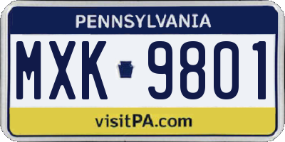 PA license plate MXK9801