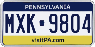 PA license plate MXK9804