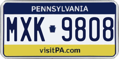 PA license plate MXK9808