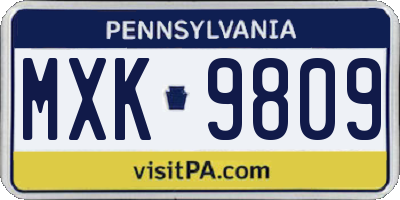 PA license plate MXK9809