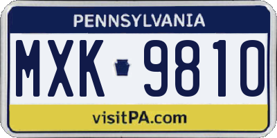 PA license plate MXK9810