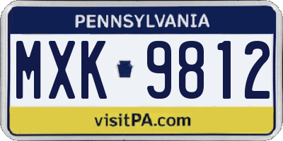 PA license plate MXK9812