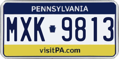 PA license plate MXK9813