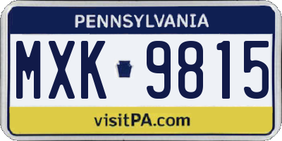 PA license plate MXK9815