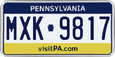 PA license plate MXK9817