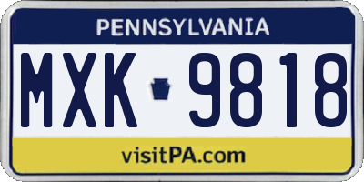PA license plate MXK9818