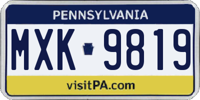 PA license plate MXK9819