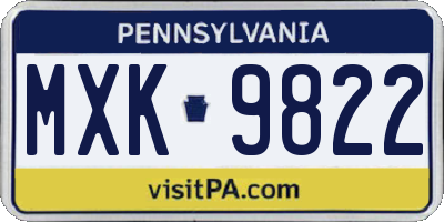 PA license plate MXK9822