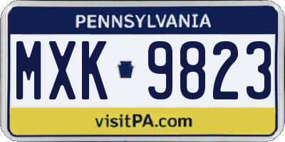 PA license plate MXK9823