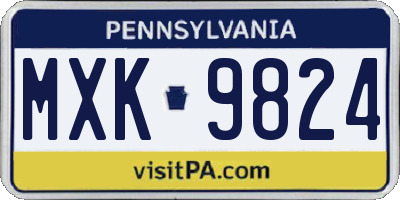 PA license plate MXK9824